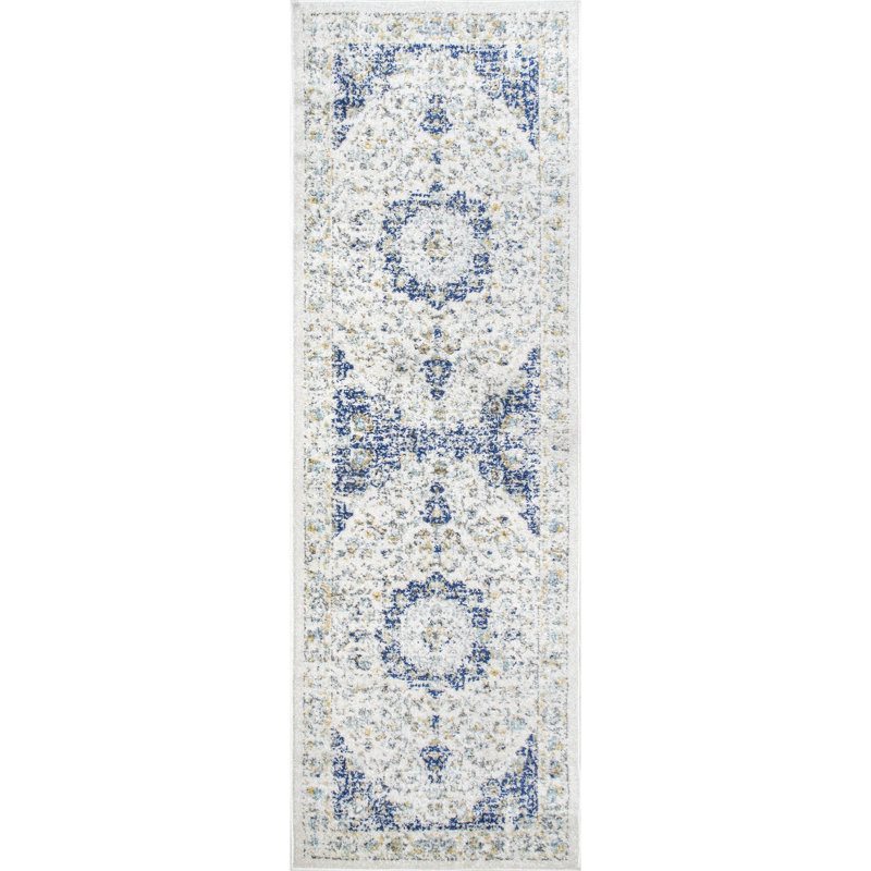 Juliea Distressed Medallion Oriental Power Loom Performance Rug, Runner 2'6" x 10'