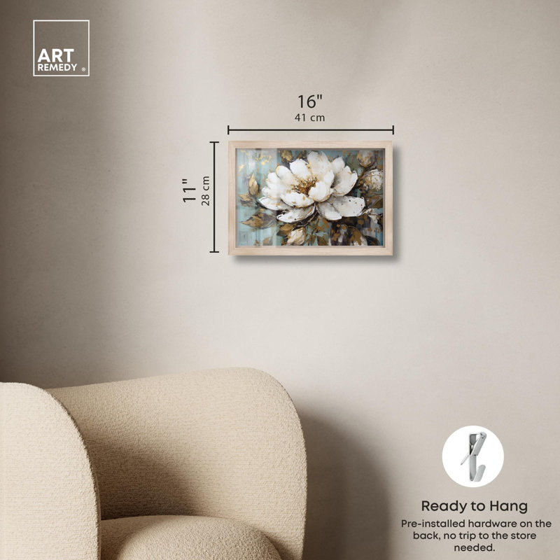 «Glam Flower», art floral rose par Shadowbox, H 11 po x l 16 po, Crème, crème