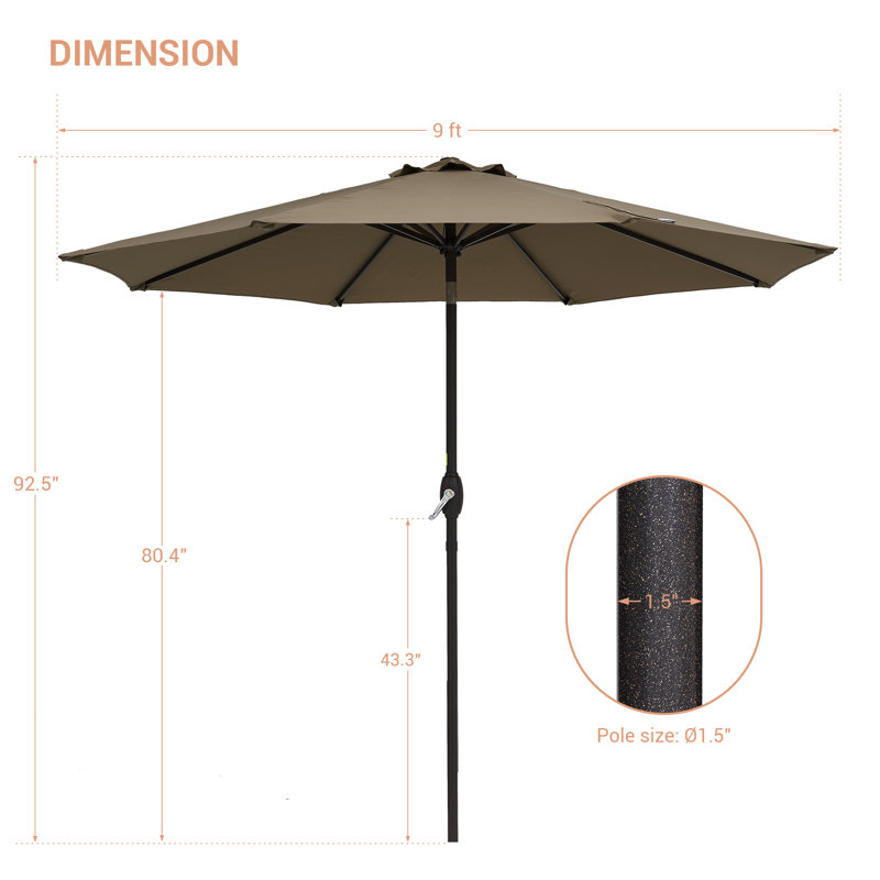 Parasol de marché rond 106,3 po Asyraf, Taupe