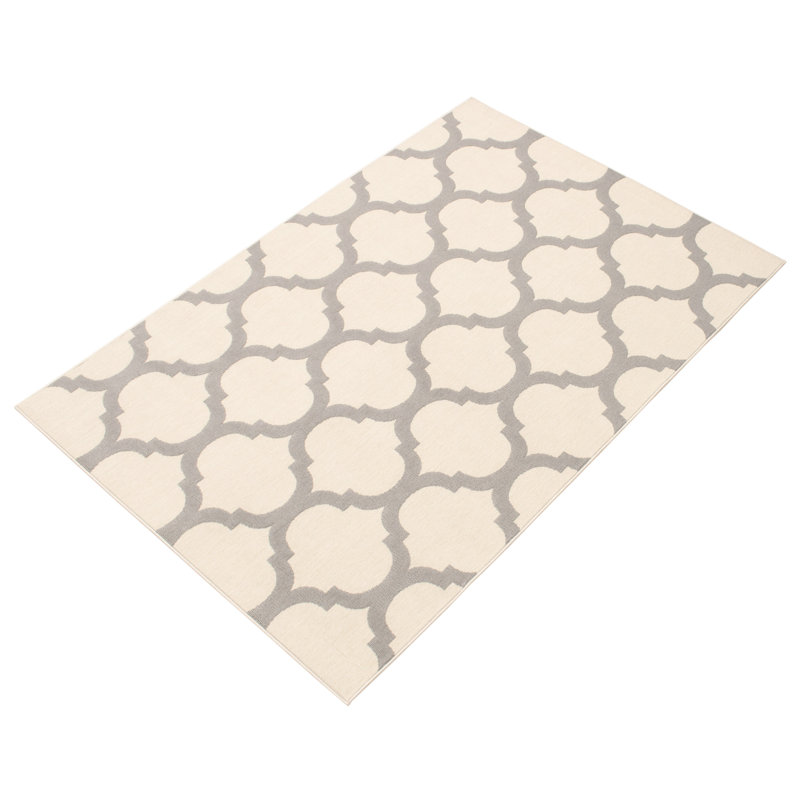 Ensemble de tapis gris / ivoire Jullie, Rectangle 6 pi 7 po x 9 pi 6 po