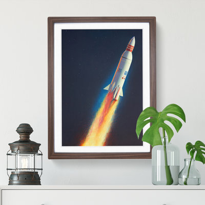 Animated Spaceship Rocket - Single Picture Frame Print
