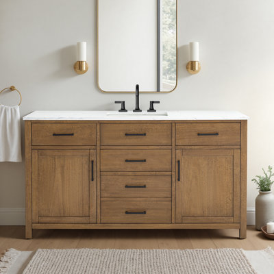 Tremolo 60" Single Bathroom Vanity With Engineered Marble Top
