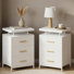 3 Drawers White Nightstand With Smart Led(Set Of 2)