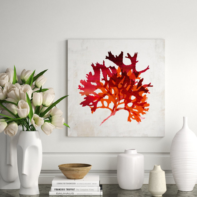 Pomegranate Coral III Print by Sofia Fox, 24" H x 24" W x 1.5" D, Glass Coat