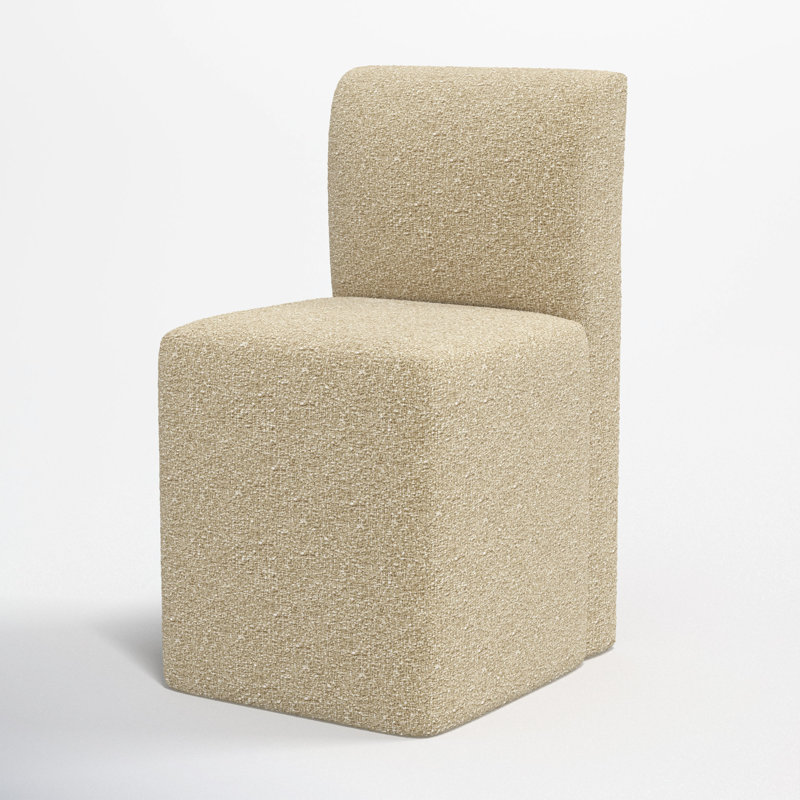 Mendy Upholstered Dining Chair with Casters, Classic Buff Boucle