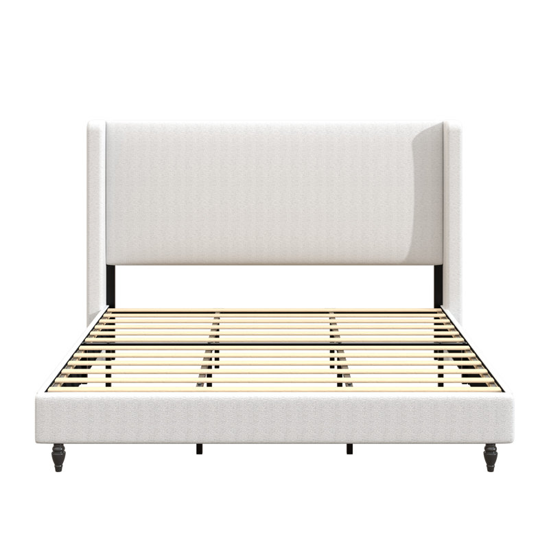 King Size upholstered Wingback Platform Bed, King