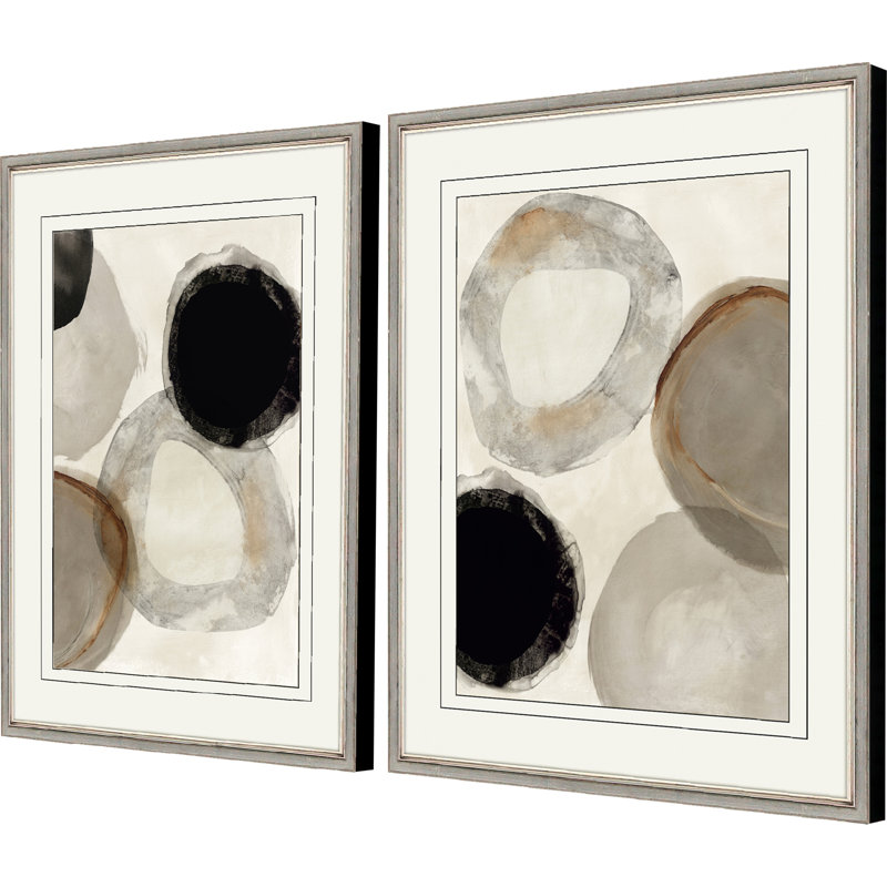 Beige Rings - ensemble de 2 peintures encadrées
