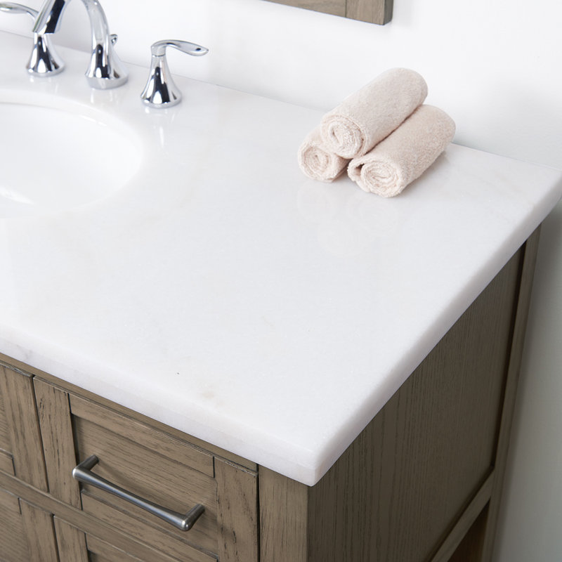 Meuble-lavabo mural simple 48 po avec plateau en marbre Zachrey