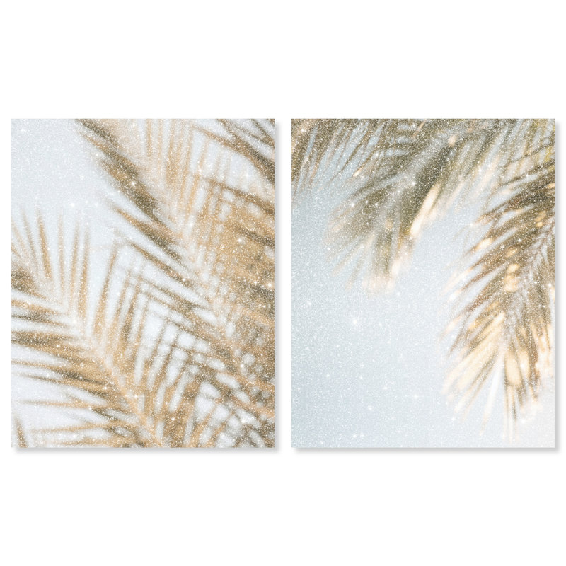 Palm Visions Set Floral & Botanical Canvas Print by Oliver Gal, Black Frame, 16 x 20, 30"H x 36"W, Gallery Wrapped