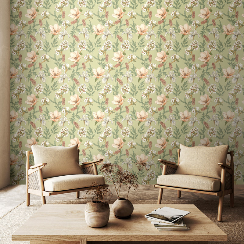 Orchid Bloom Artichoke Smooth Matt Wallpaper, Green