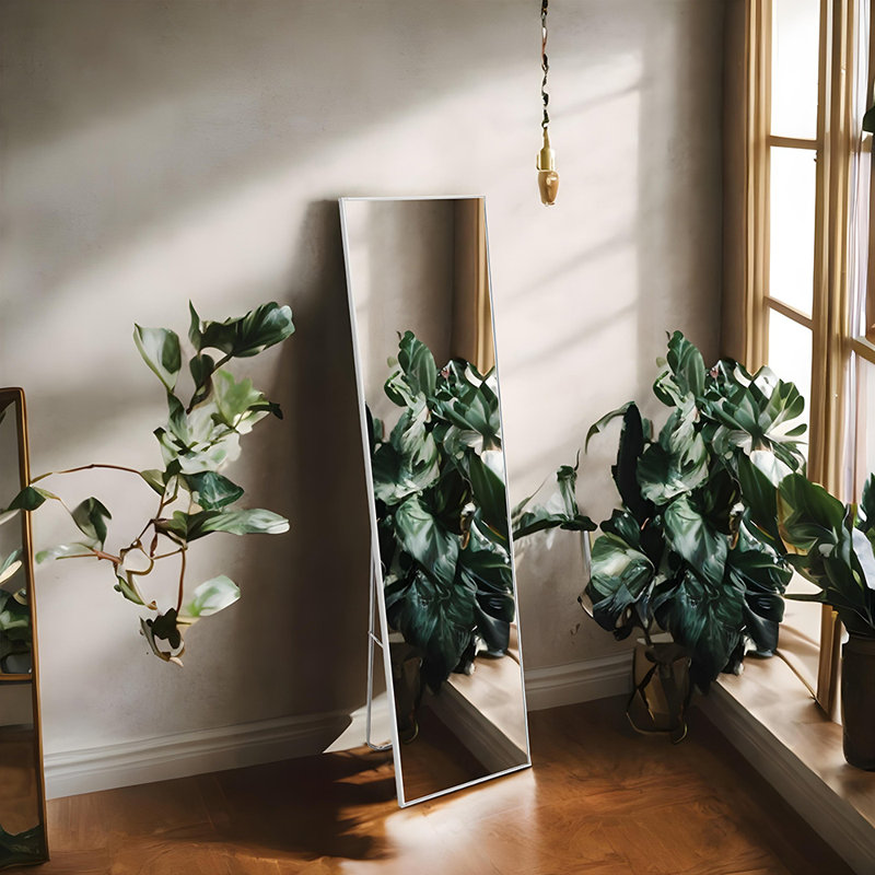 Rectangle Floor Mirror, Silvery White
