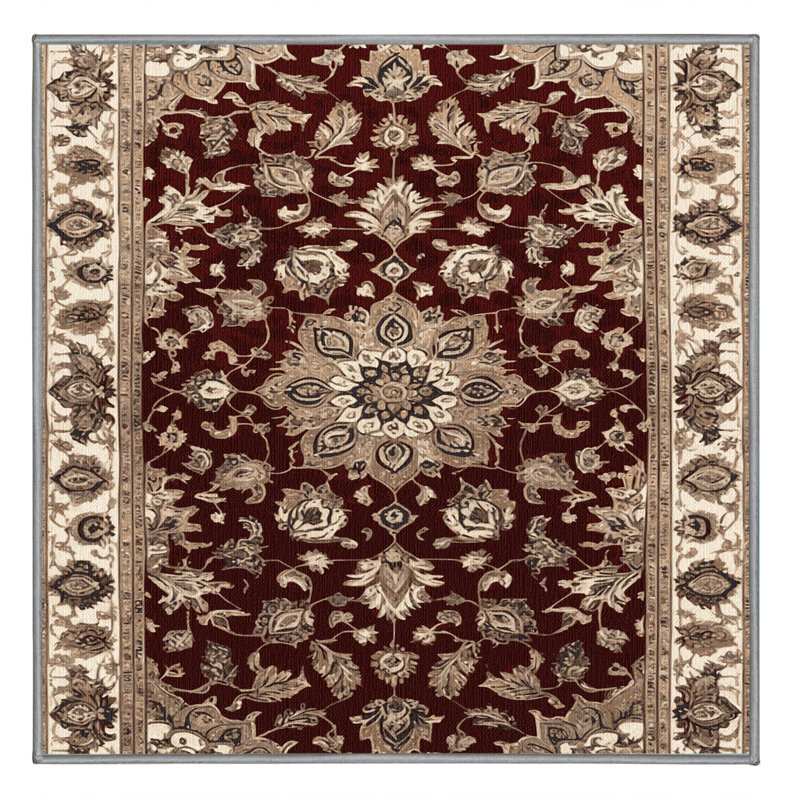 Tapis persan gris lavable à la machine, Carré 7 pi