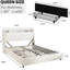 Structure de lit grand, métal blanc, tête de lit ergonomique, structure de plateforme en métal avec bruit et rangement intégré pour une chambre à coucher élégante-2089721922-2089721924