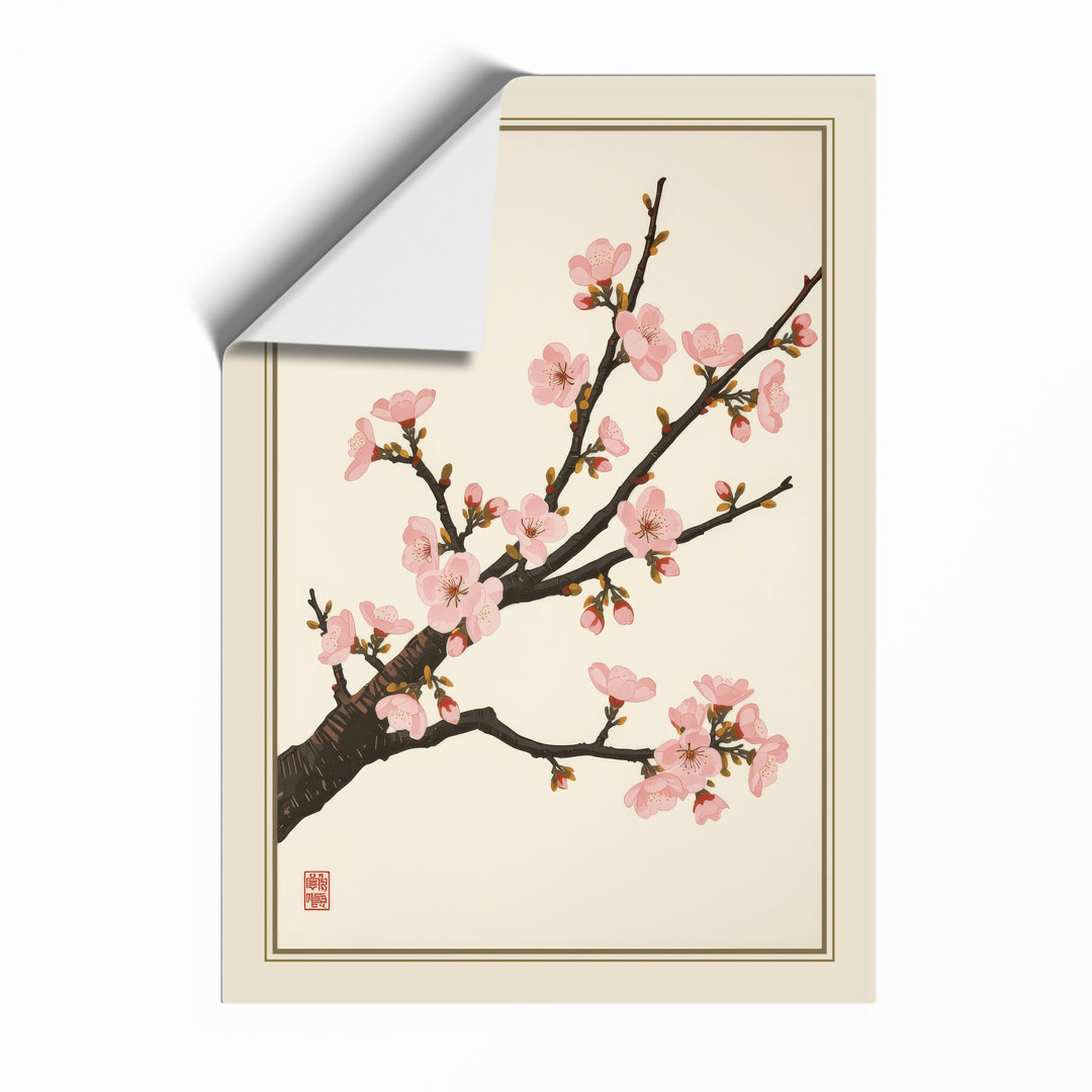 Moonlit Cherry Blossom Japandi - Framed Print