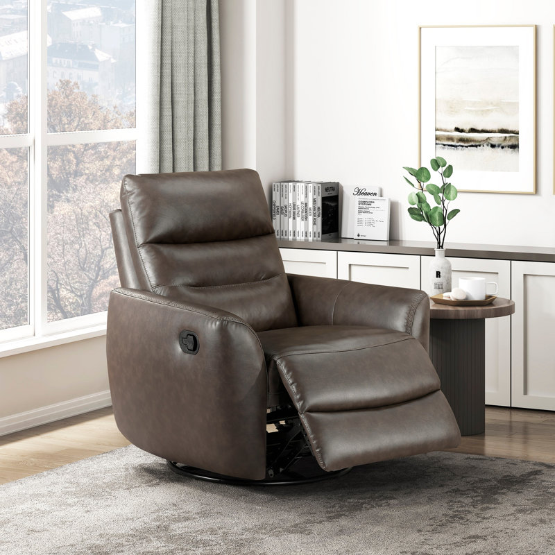 Fauteuil inclinable et pivotant en cuir 1pc, Brun