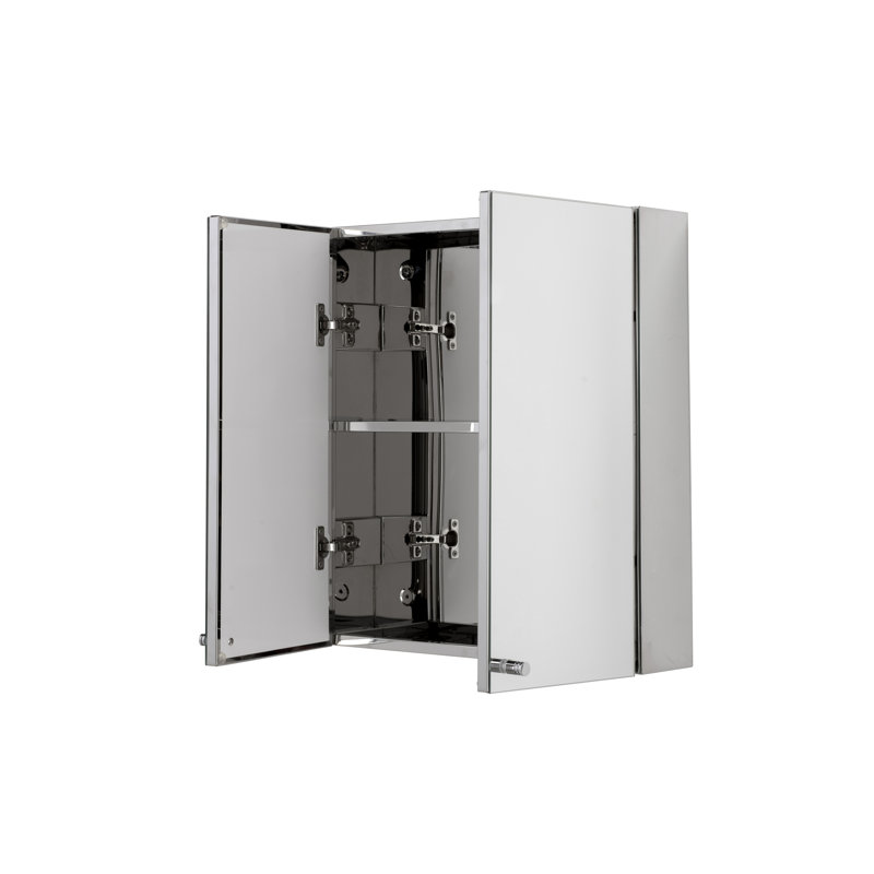 Carra 450mm W 500mm H Surface Frameless Medicine Cabinet Mirror 1 Fixed, Stainless Steel