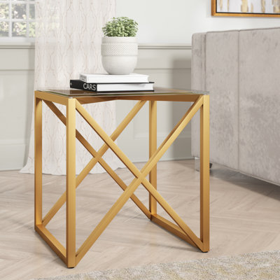 Glass Top Sled End Table