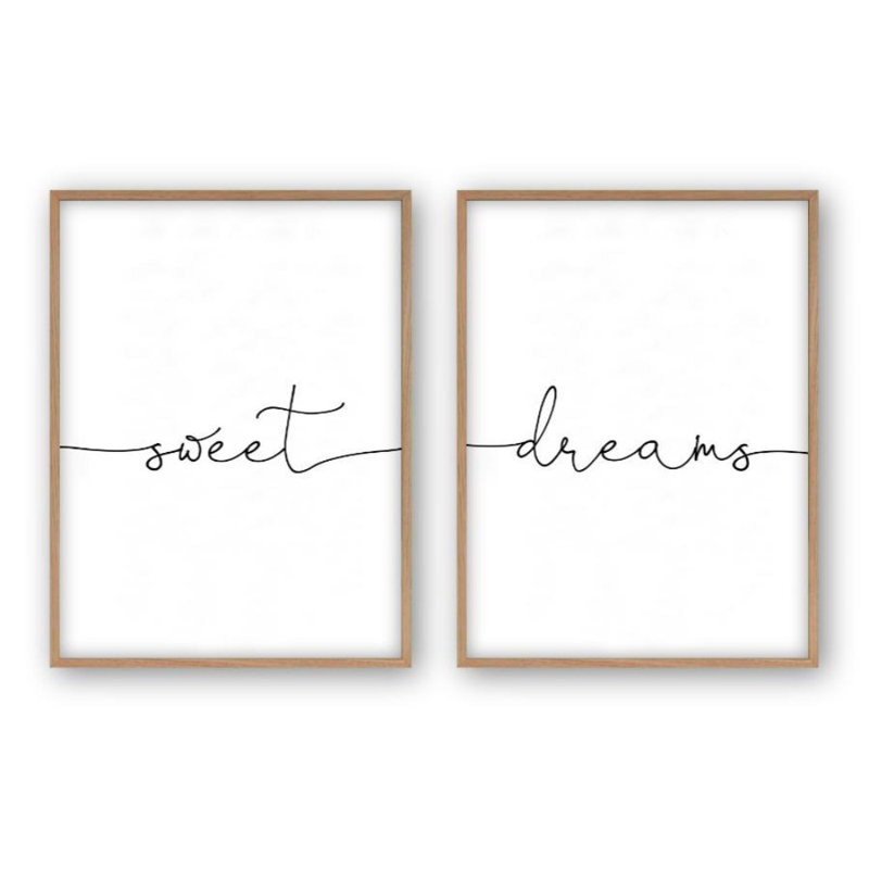 Sweet Dreams - 2 Piece Print, 41 cm H x 31 cm W, Oak Frame
