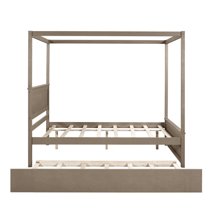 Canopy Bed With Trundle, Brushed Light Brown