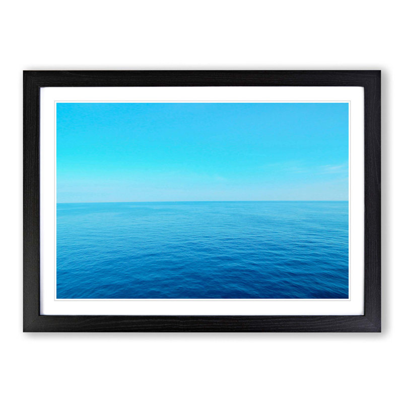 Blue Ocean Horizon - Picture Frame Photograph Print, Black Framed, 36cm H x 48cm W x 2cm D