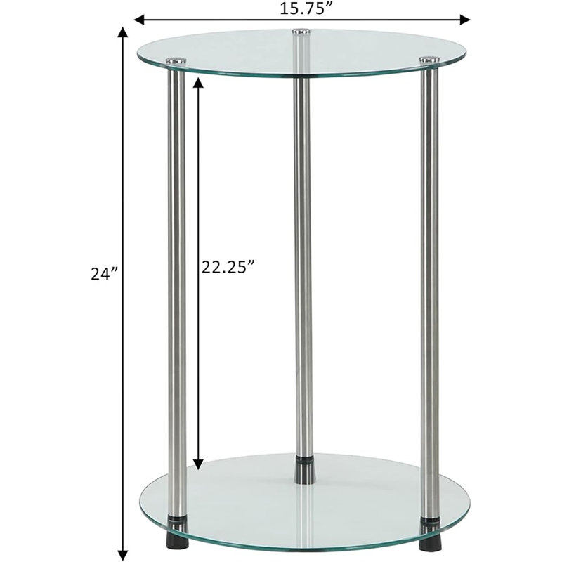 Beckett Glass End Table with Shelf, Clear