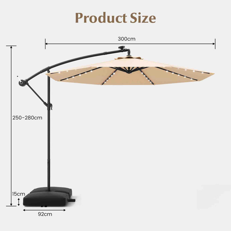 300cm Cantilever Parasol, Beige