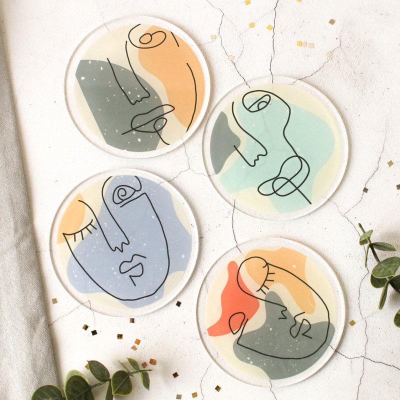 Acrylic Round 4 Piece Coaster Set