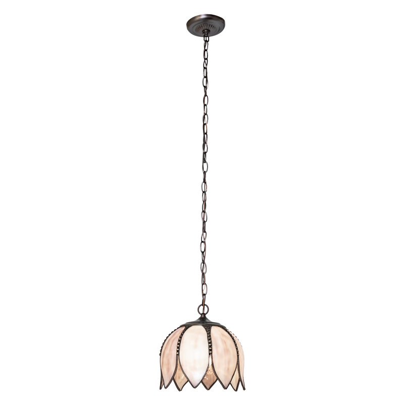 10" Wide Tulip Mini Pendant,  Beige/Brown