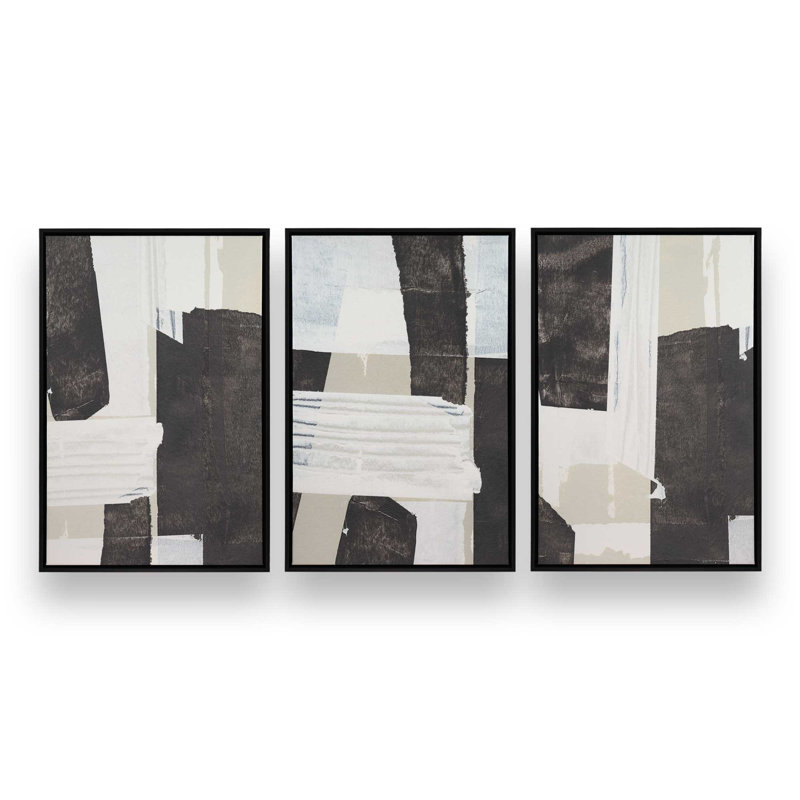 Ensemble de 3 éclats de contraste, Cadre flottant noir satiné, H 13 po x l 27 po
