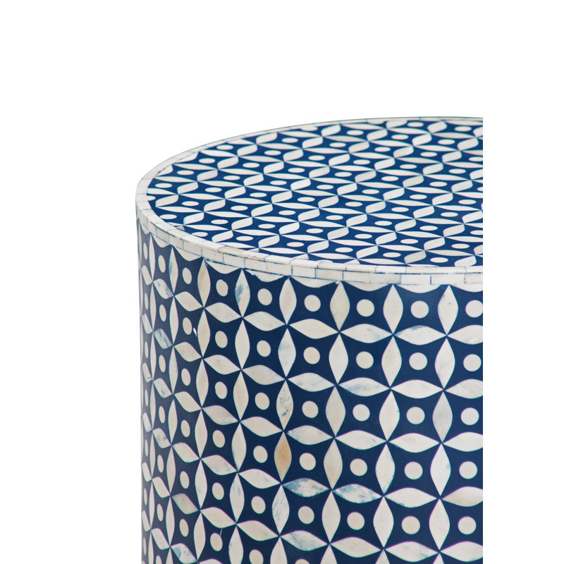 Table d'appoint Anika 18 po, Bleu / blanc