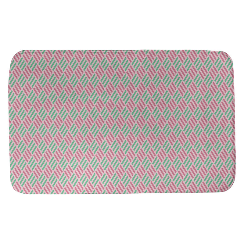 Tapis pour salle de bain diamants Kitterman, l 17 po x L 24 po, Rose / sarcelle