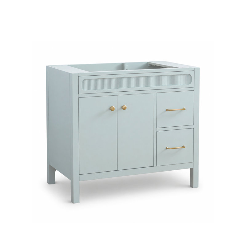 Meuble-lavabo l 36 po x P 21 po Selvaro, Verre de mer, 36, Marin argenté
