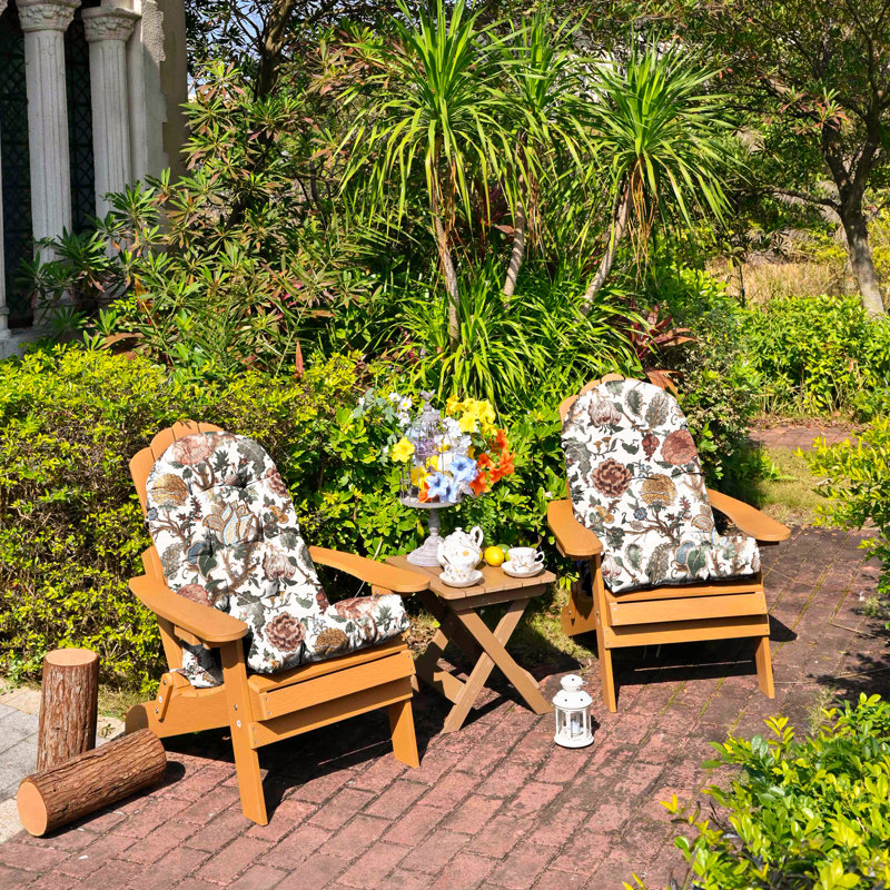 Outdoor Adirondack Chair Cushion For Patio Furniture,Tufted Thick Seat & Round High Back Rocking Oudoor Cushion, 21"X4" Inches,Set Of 2,Floral