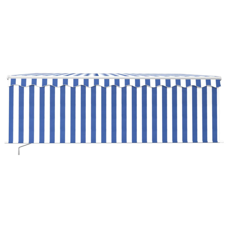 Dakota Fields Polyester Yellow/White Cover Retractable Patio Awning, 400cm W x 300cm D, Blue/White