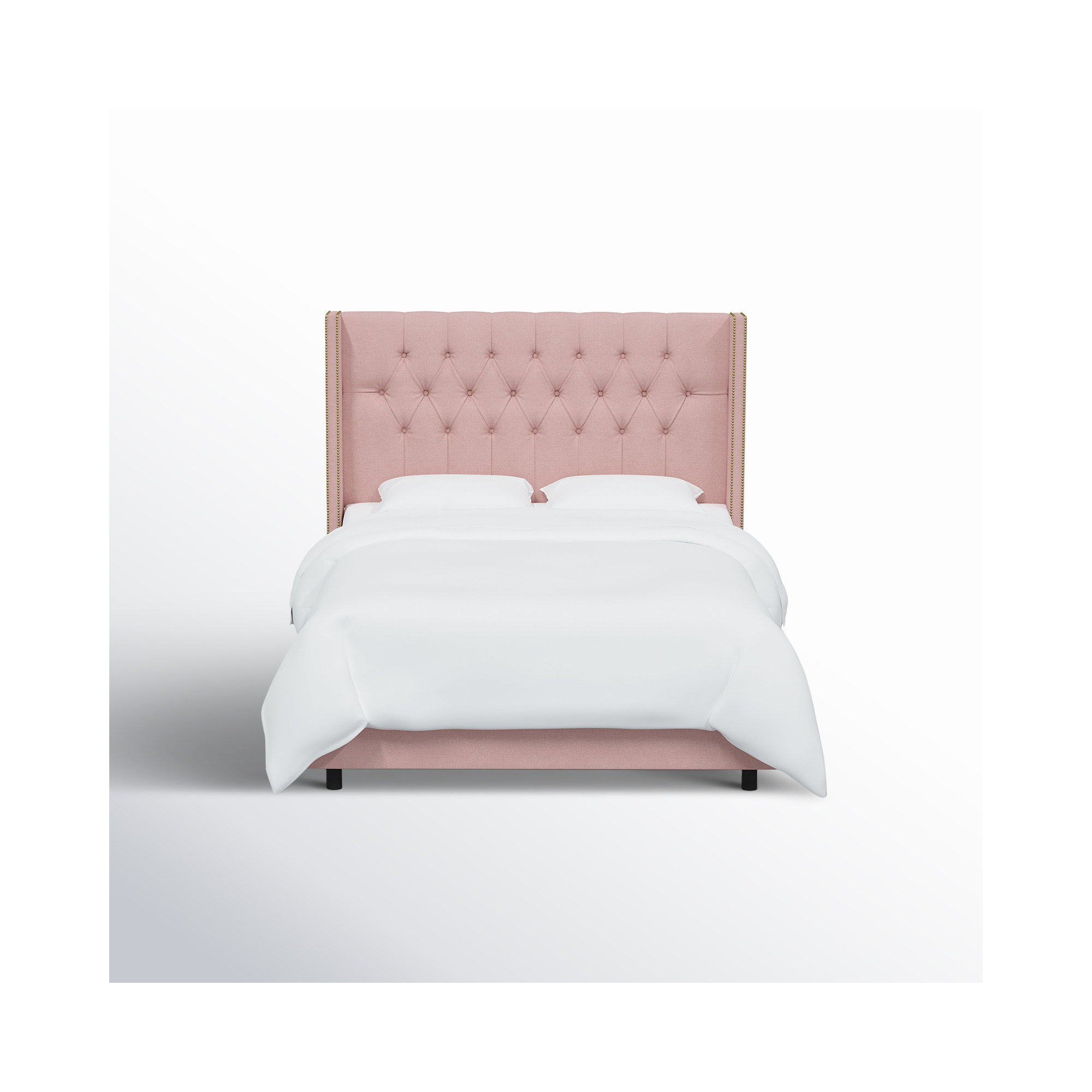 Breckin Upholstered Wingback Bed, California King, Classic Blush Linen