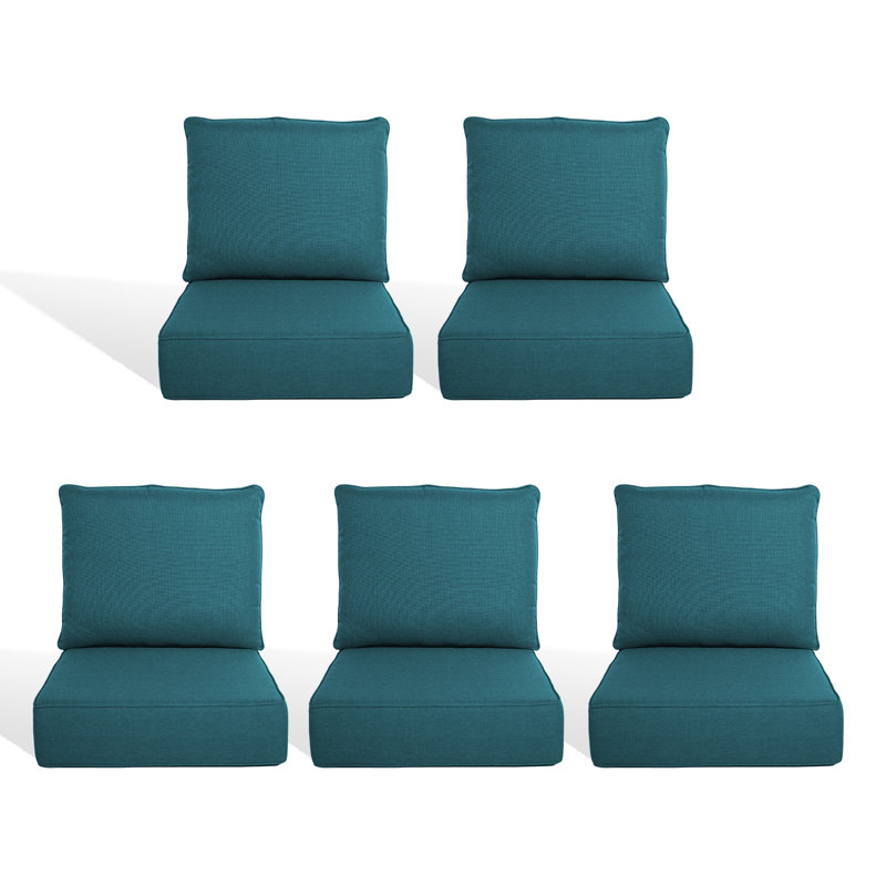 6" Outdoor Cushions For Patio Furniture, 22X24x6 Thick Seat Cushion Set Of 5, Fade Resistant Couch Chair Replacement Cushions High Density Deep Wicker Chair Cushion W/Removable Cover