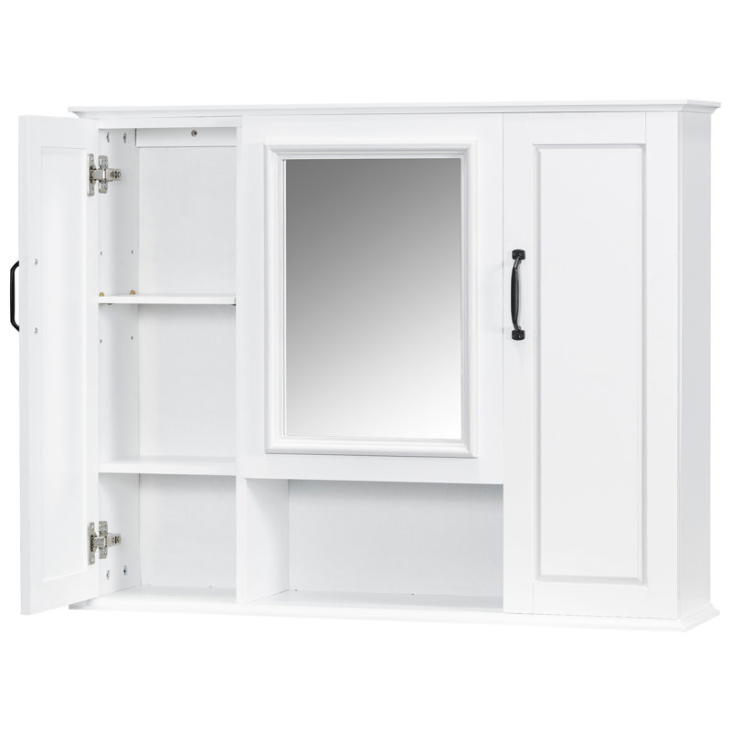 Armoire de rangement 36 po avec miroir et armoire de salle de bain murale, Blanc
