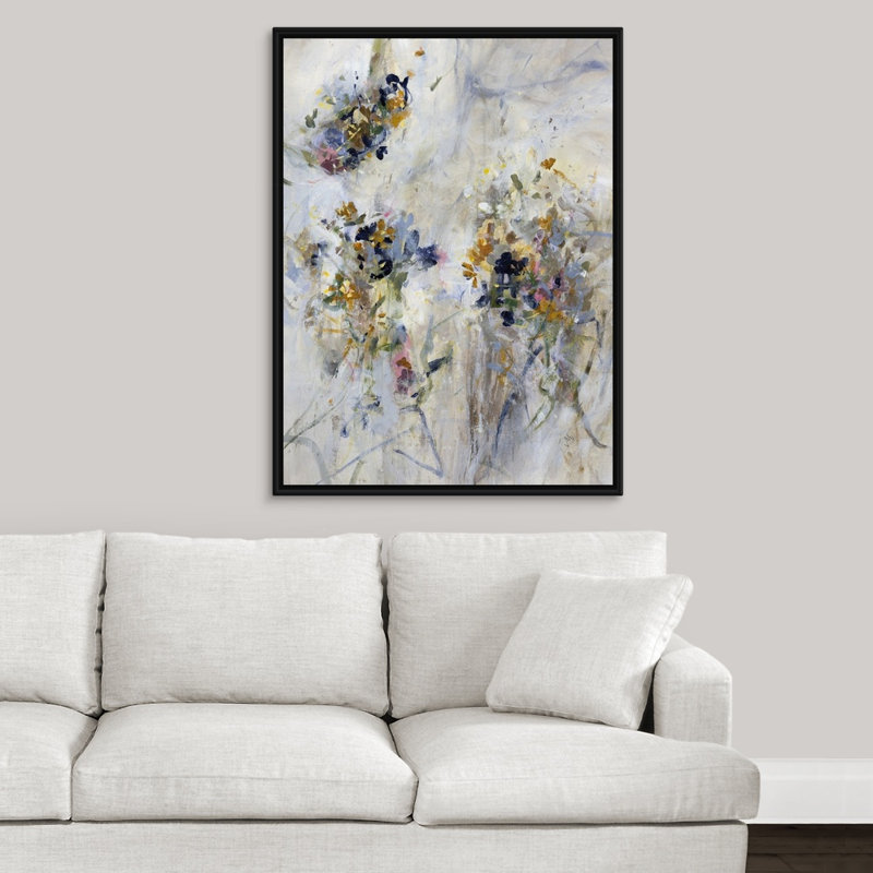 « blended pétales i », peinture sur toile, Cadre flottant noir, H 41,7 po x l 31,7 po x P 1,75 po