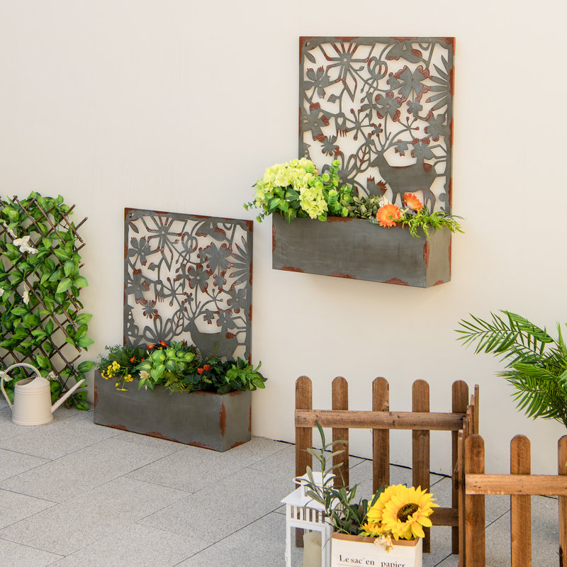 23,5 po X 6,5 po Ensemble de 2 lit de jardin surélevé décoratif avec treillis