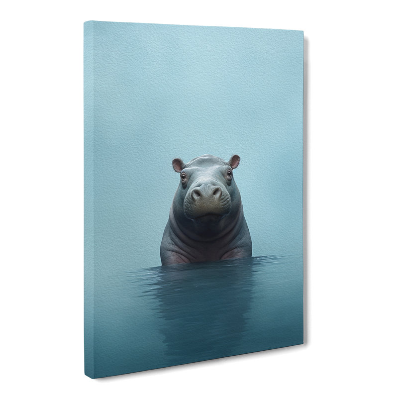 Hippo Minimalism - Wrapped Canvas, 50cm H x 35cm W x 3cm D