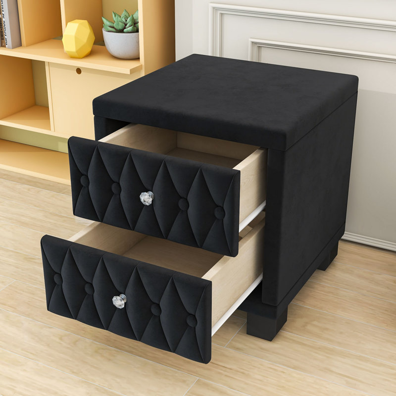 Tables de chevet modernes à 3 tiroirs avec station de recharge, ports USB et prises électriques pour chambres à coucher, Noir