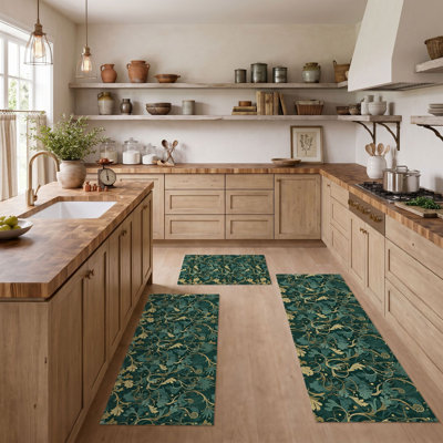 Leafy Vine Non-Slip Washable Kitchen Mats