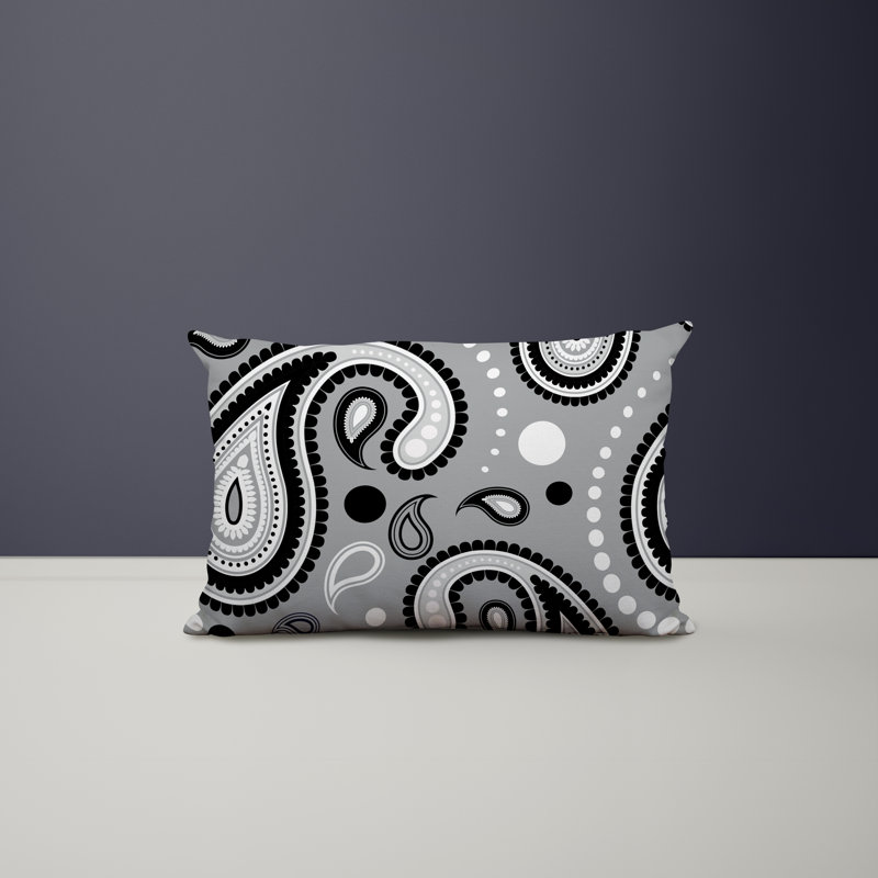 Paisley Outdoor Reversible Throw Pillow, Gray