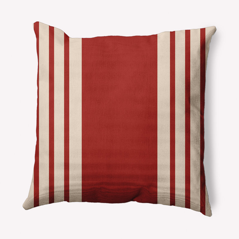Coussin décoratif à rayures, 16 po x 16 po, Rouge