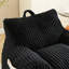 Fauteuil à billes noir confortable avec repose-pieds pour la détente multi-pièces, mousse déchiquetée, velours côtelé, repose-pieds de conception moderne, salon, chambre à coucher et dortoir appropriés, rembourrage en mousse, ergonomique