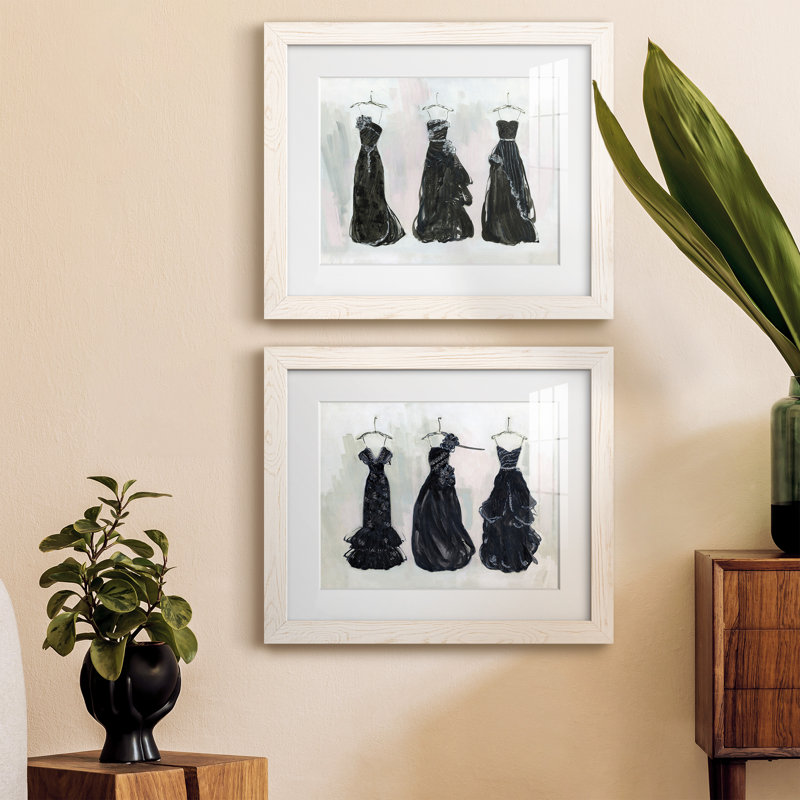 «Black And Bling I», ensemble de 2 cadres photo, H 20 po x l 34 po x P 1,5 po, Papier encadré blanc