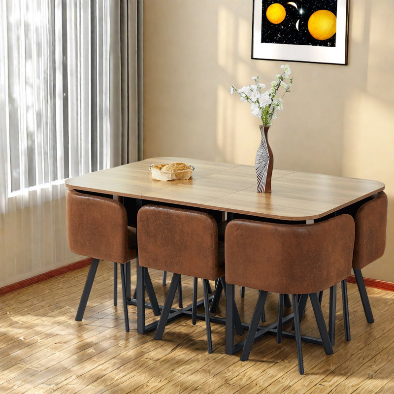 Ensemble de table de salle à manger moderne en MDF et métal peu encombrant, parfait pour les petites cuisines