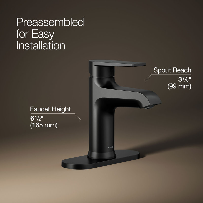 Hint Single-Handle Bathroom Sink Faucet with Escutcheon and Pop-Up Drain, 1.2 GPM, Matte Black