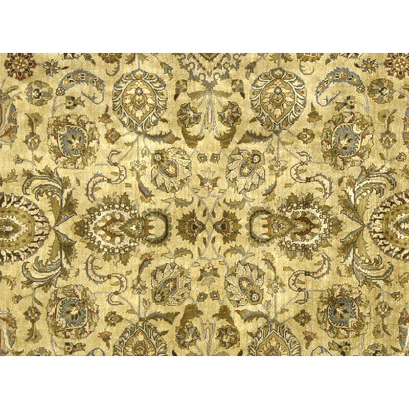 Hand Knotted Wool Area Rug in Gold And Beige