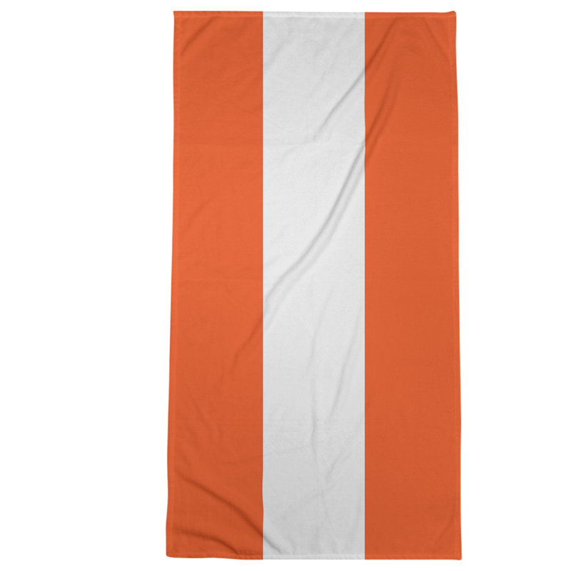 Cotton Blend Beach Towel, Orange/Ivory
